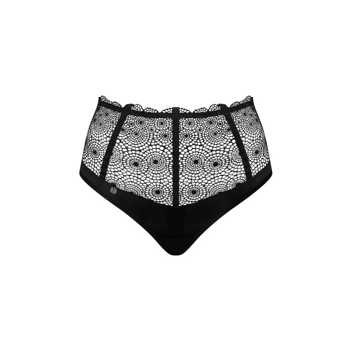 Трусики стринги с завышенной талией Obsessive Sharlotte, черный, S/M