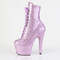Ботинки Pleaser Adore-1020GP *7-дюймовый каблук, 2 3/4-дюймовые ботинки с PF шнуровкой спереди, молния сбоку, сиреневый блестящий лак