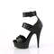 Босоніжки Pleaser Delight-629 *6 дюймів на підборах, 1 3/4 дюйма з закритою спинкою та потрійним ремінцем на щиколотці, чорні веганські шкіряні туфлі