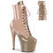 Ботинки Pleaser Adore-1020DC *Каблук 7 дюймов, высота 2 3/4 дюйма, двухцветные ботильоны со шнуровкой, молния сбоку, бежевый/бежевый