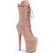 Чоботи Pleaser Flamingo-1050FS *8-дюймовий каблук, 4-дюймові черевики зі шнурівкою спереду до середини ікри, блискавка збоку, рожеві