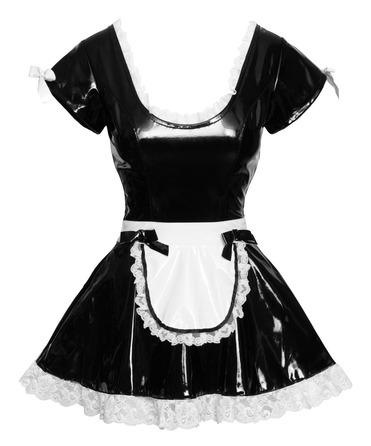 Костюм горничной Black Level Vinyl Maid's Dress из винила, черно-белый, M