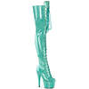 Сапоги Adore-3020GP *Каблук 7 дюймов, эластичные сапоги до бедра с шнуровкой PF высотой 2 3/4 дюйма, молния сбоку, лакированная кожа с аквамариновым блеском