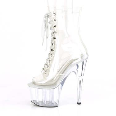 Ботинки Adore-1021C *7 дюймов, каблук PF, 2 3/4 дюйма, открытый носок, шнуровка спереди, прозрачные