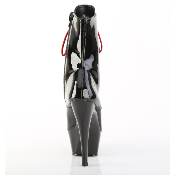 Чоботи Kiss-1020-1 **6-дюймові туфлі на шпильці, шнурівка, до щиколотки, з блискавкою збоку, чорні