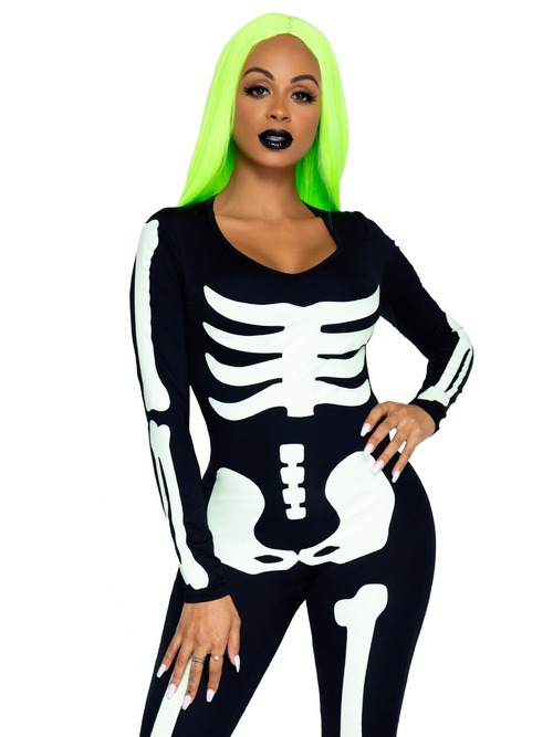 Костюм скелета, світиться у темряві Leg Avenue Womens Skeleton Bodysuit Halloween, розмір S