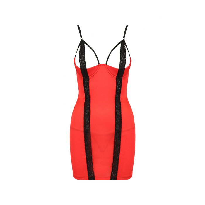 Сукня червона з чорною обробкою та трусики стрінги FEMMINA CHEMISE S/M - Passion
