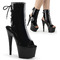 Чоботи Pleaser Adore-1018 на підборах 7 дюймів, чоботи до щиколотки 2 3/4 дюйма з відкритим носком/п'ятою PF, з блискавкою збоку, чорні