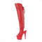 Сапоги Pleaser Adore-3019, каблук 7 дюймов, ботфорты с открытым носком и пяткой 2 3/4 дюйма, молния сбоку, красная искусственная кожа/красный матовый