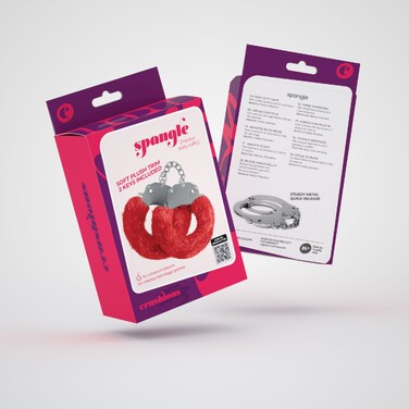 Наручники SPANGLE Crushious металеві, з червоним хутром