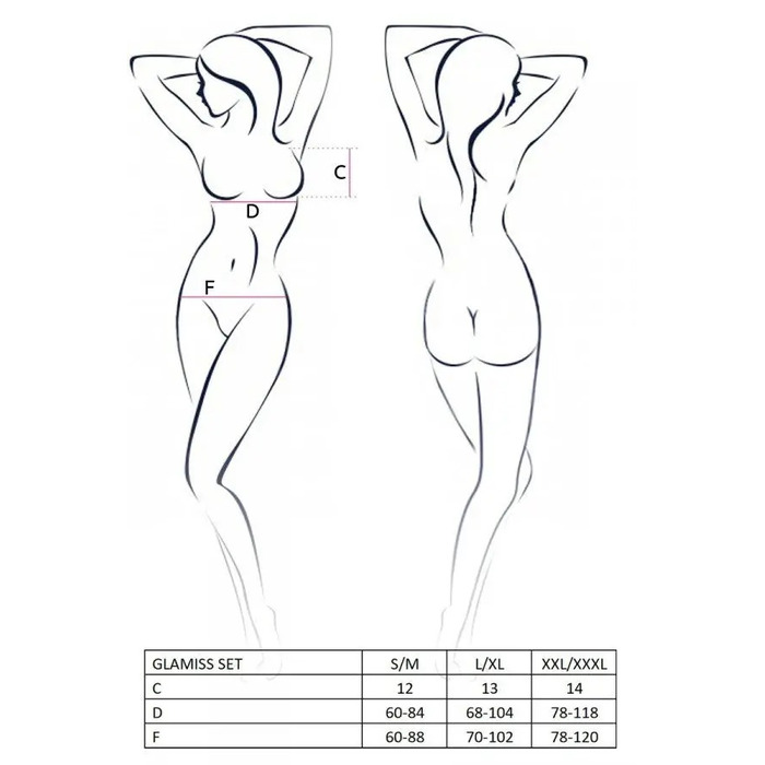 Комплект белья в сеточку GLAMISS SET black S/M - Passion