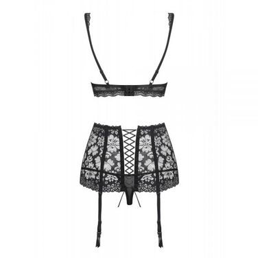 Комплект з поясом для панчіх Obsessive 856-SEG-1 3 pcs set XXL