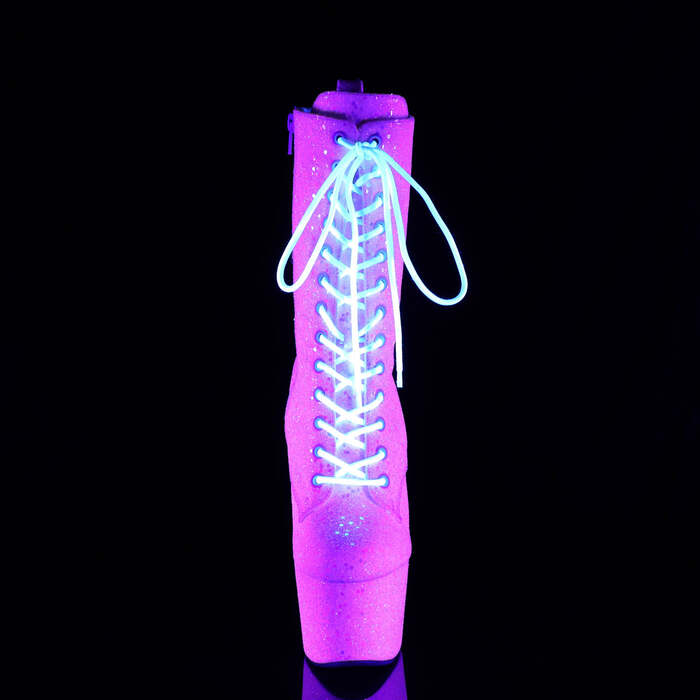 Ботильоны Adore-1040-IG *Каблук 7 дюймов, высота 2 3/4 дюйма, голографическая отделка, шнуровка, блестки, молния сбоку, нежно-розовый