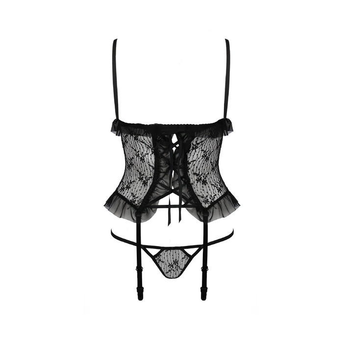 Корсет со стрингами Passion JUSTINA CORSET черный, S/M