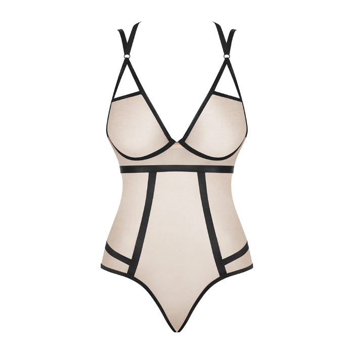 Боди с контрастными полосами Obsessive Nudelia teddy S/M