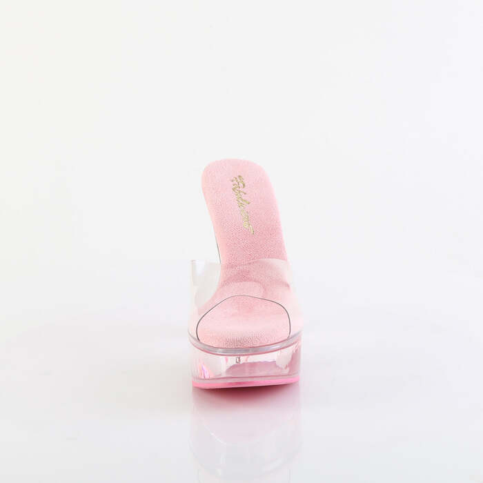 Шлёпанцы Martini-501, каблук 5 дюймов, высота 3,5 см, прозрачный/розовый