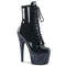 Чоботи Pleaser Adore-1020LG на підборах 7 дюймів, ботильйони до щиколотки 2 3/4 дюйма, блискавка збоку, чорні