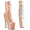 Чоботи Pleaser Adore-1040TT *7 дюймів на підборах, 2 3/4 дюйма PF, двоколірні шнурівки, блискавка збоку, рум'яно-білі