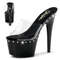 Шльопанці Pleaser Adore-701LS на підборі 7 дюймів, шльопанці 2 3/4 дюйма з 1 лінією захисту від перепадів температур на підборі та підборі, прозорі/чорні