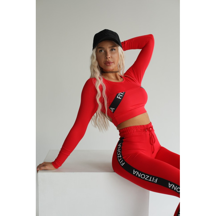 Топ Fitzona RED TOP WITH LONG SLEEVES AND ELASTIC DETAIL