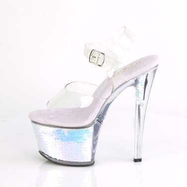 Босоніжки Sky-308MC на підборах 7 дюймів, з ремінцем на щиколотці 2 3/4 дюйма, прозорі/рожеві