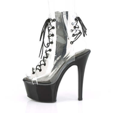 Ботинки Aspire-600-30, каблук 15 см, высота ботинок 6 см, шнуровка 2 1/4 дюйма, молния сбоку, прозрачный/черный