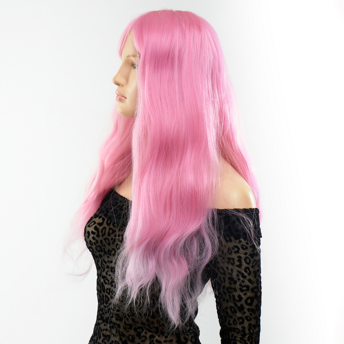 Перука довга хвиляста з чубчиком Fetish Hair рожевий, 60 см