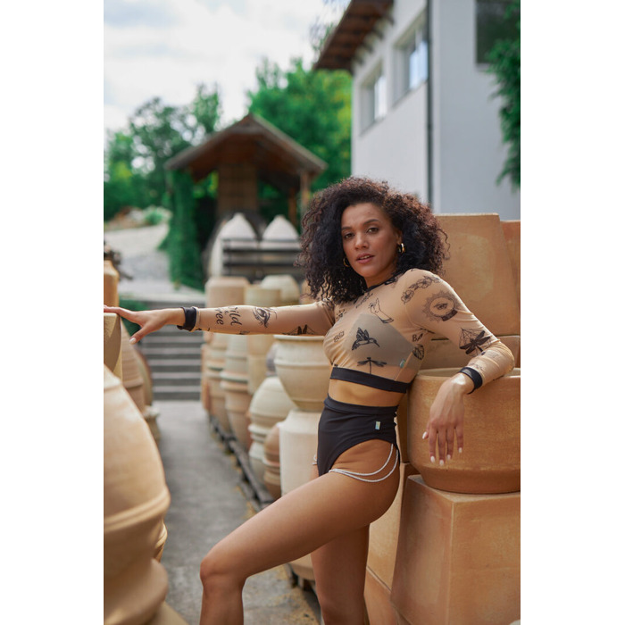 Купальник раздельный с spf35 'Sirena & OKTO + Рашгард ТАТУ”, комплект