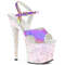 Босоніжки Pleaser Unicorn-711LG *7 дюймів на підборах, 3 1/4 дюйма з ремінцем на щиколотці PF, фіолетові/білі