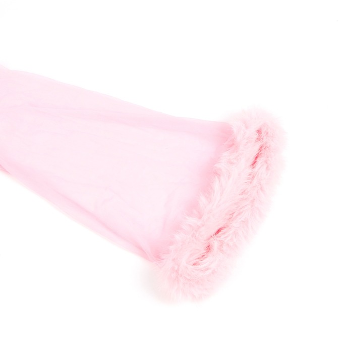 Халатик полупрозрачный Star Night с имитацией меха и поясом, розовый, XL-2XL