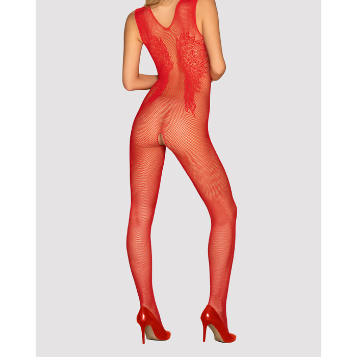 Комбинезон с аппликацией в виде крыльев и открытым доступом Obsessive N112 красный, S/M/L