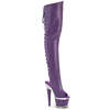 Сапоги Spectator-3030, каблук 7 дюймов, 3-дюймовый текстурированный PF-сапог со шнуровкой сзади, молния сбоку, фиолетовая искусственная кожа