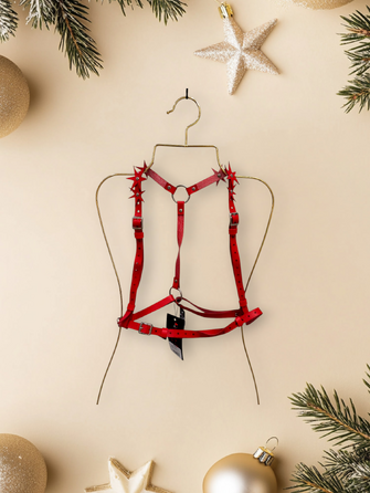 Портупея Candy Hero Star з декоративними елементами у вигляді зірочок, екошкіра, червона