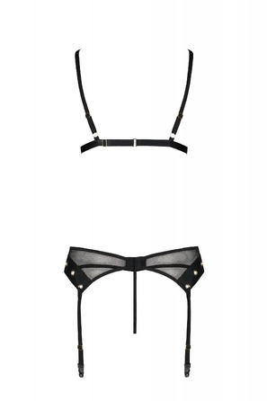Комплект белья со шнуровкой по лифу и поясом для чулок NESSY SET black S/M - Passion