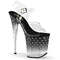 Босоножки Pleaser Stardust-808T. Каблук 8 дюймов, ремешок на щиколотке 4 дюйма, подошва с заклепками RS, цвет чёрный/прозрачный.