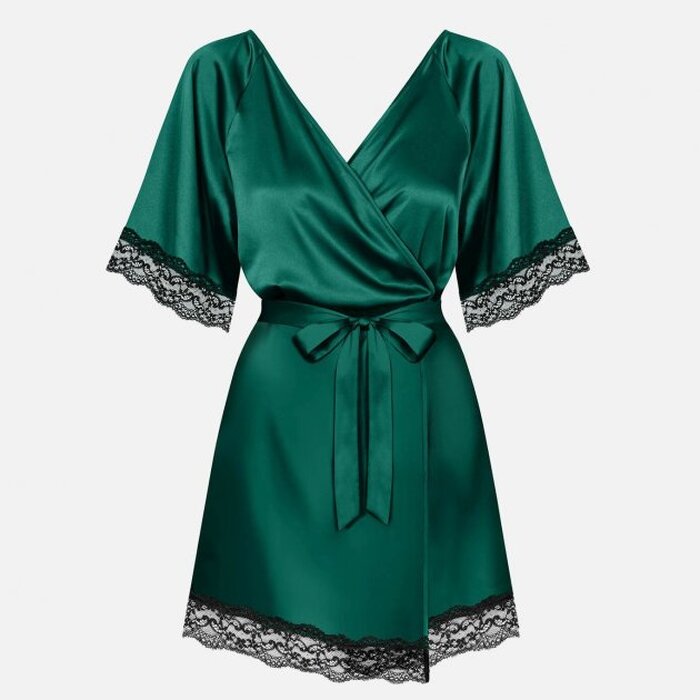 Халат Obsessive-Sensuelia szlafrok zielony S/M