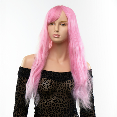 Перука довга хвиляста з чубчиком Fetish Hair рожевий, 60 см