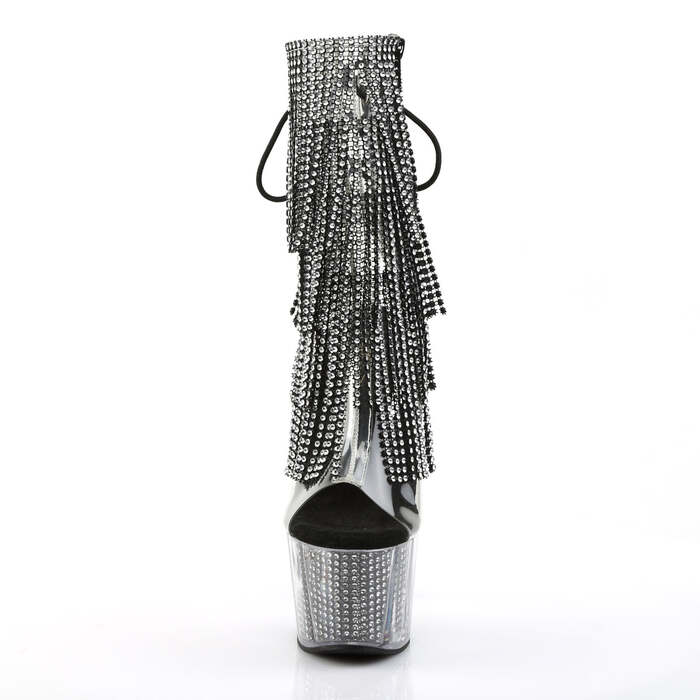 Ботильоны Adore-1017SRS, каблук 7 дюймов, 2 3/4 дюйма, шнуровка сзади, боковая молния, прозрачный/черный
