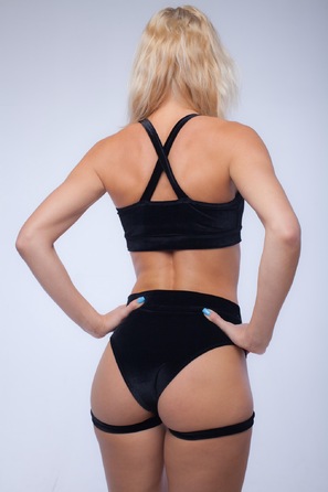 Бархатный костюм для занятий pole dance со стропами Черный