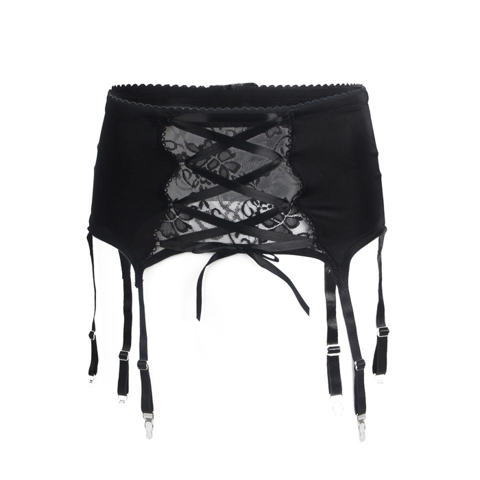 Мужской пояс кружевной с подвязками Star Night черный, L
