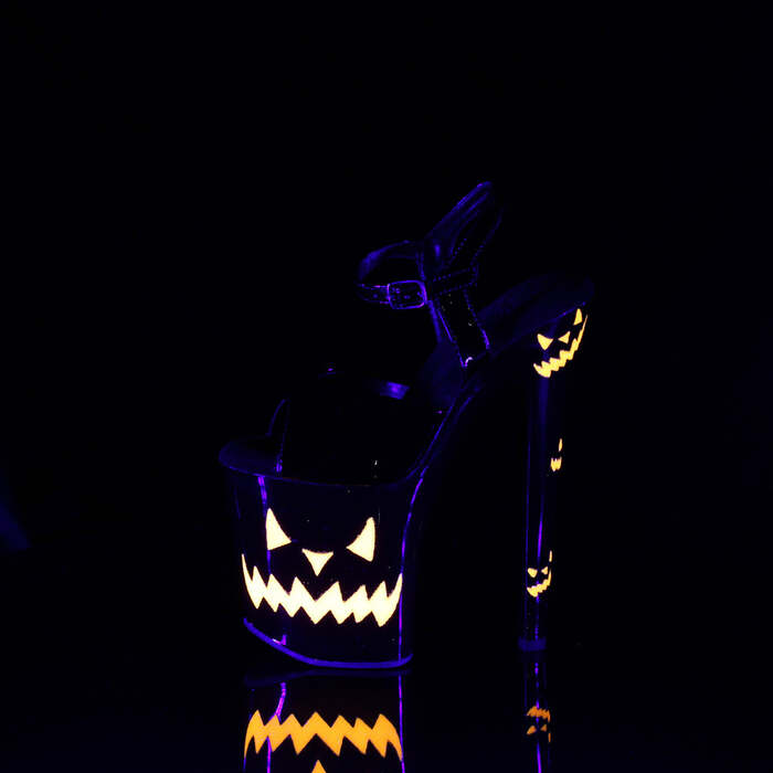 Босоніжки Xtreme-809JOL на підборах 8 дюймів, босоніжки з ремінцем на щиколотці 4 дюйми з вставками JOL, чорні/помаранчеві