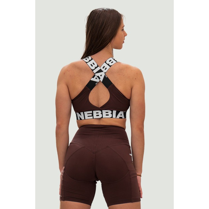 Топ Nebbia Medium-Support Criss Cross Sports Bra ICONIC Dark Brown 230