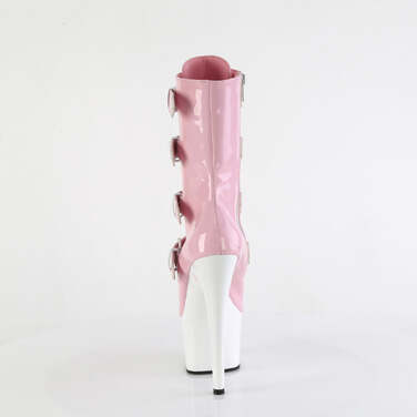 Чоботи Adore-1046TT *7 дюймів на підборах, 2 3/4 дюйма, двоколірні, зі шнурівкою, блискавка збоку, ніжно-рожеві/білі