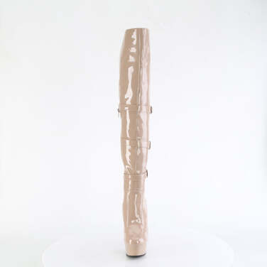 Ботинки Delight-3018, каблук 6 дюймов, ремни с тройной пряжкой 1 3/4 дюйма, бежевый, с ремешком OTK и боковой молнией