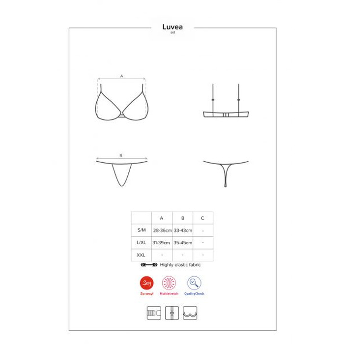 Комплект мереживний Obsessive Luvae чорний, S/M