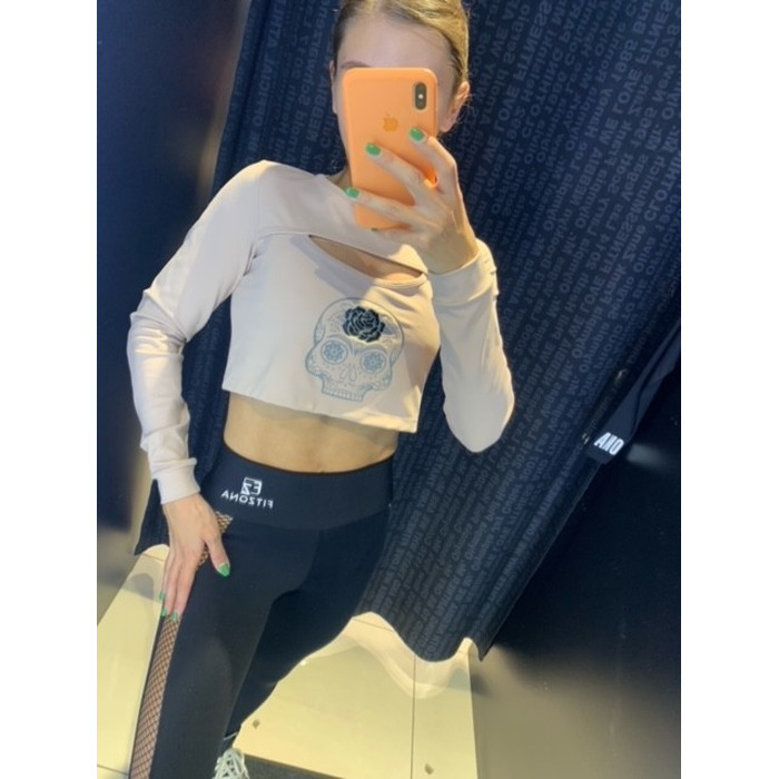 Топ Fitzona BROWN TOP WITH LONG SLEEVE ADN DETAIL ON CHEST