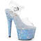 Босоножки Pleaser Adore-708LG, каблук 7 дюймов, ремешок на щиколотке шириной 2 3/4 дюйма, голографическая подошва с блестками, прозрачные/синие