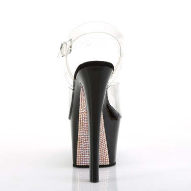 Босоніжки Sky-308CRS на підборах 7 дюймів, з ремінцем на щиколотці 2 3/4 дюйма, прозорі/чорні-шампанські