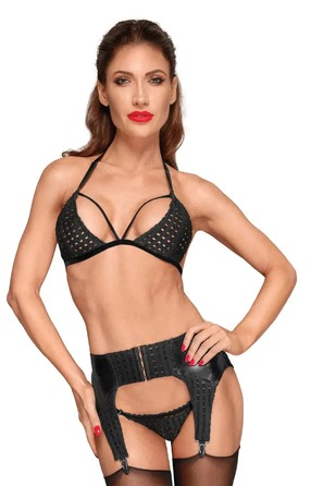 Пояс для чулок с перфорацией Noir Handmade F178 черный, M