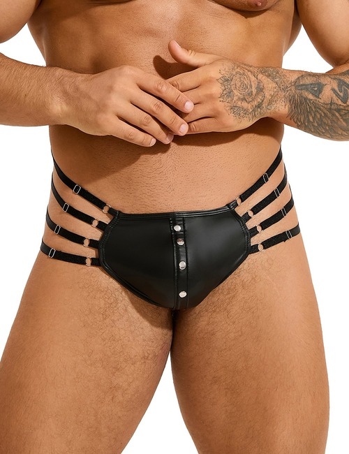 Стринги мужские черные STAR Night с регулирующими резинками по бокам, L